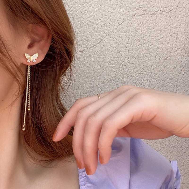 Fashion Butterfly Tassel Womens Pendant Earrings Tren Shining Moon Star Pearl Pendant Earrings Korean Jewelry Girl Party Gift W241023