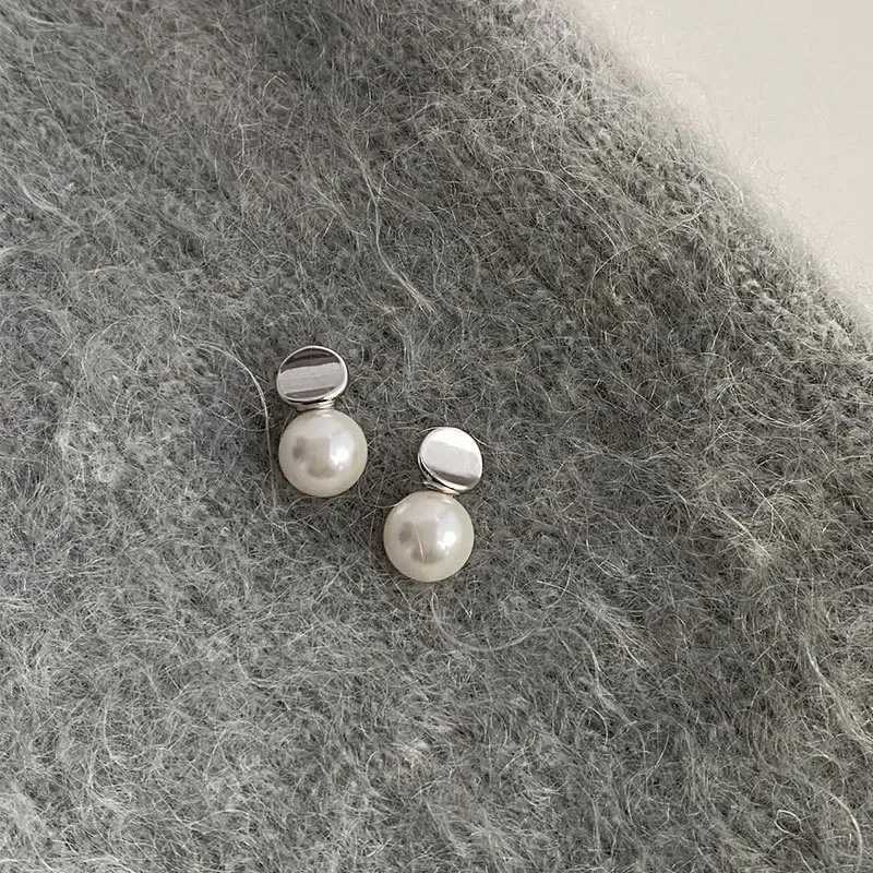 PONYKISS 925 Silver Needle Bead Pearl Round Stud Earrings for Women Classic Fashion Jewelry Minimalist Geometric AccessoriesX241023