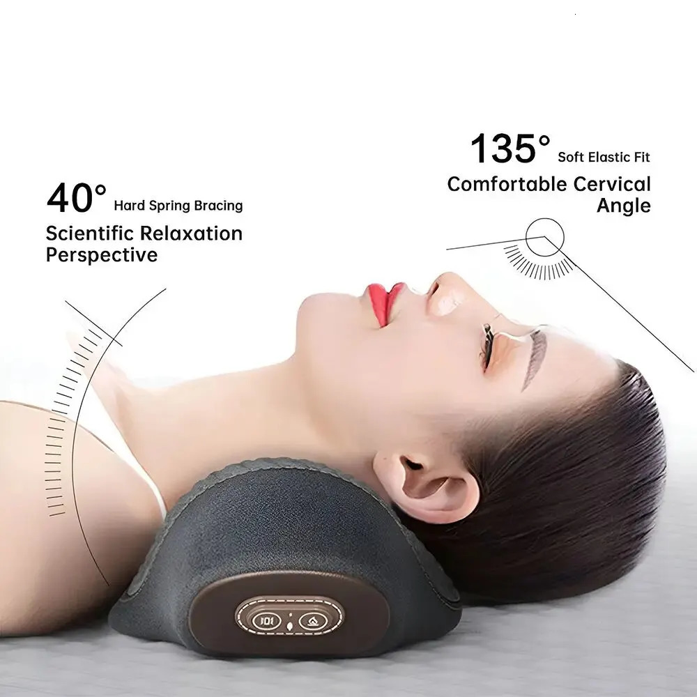 Electric Massager Cervical Pillow Compress Vibration Massage Neck Traction Relax Sleeping Memory Foam Guard Grey 241024