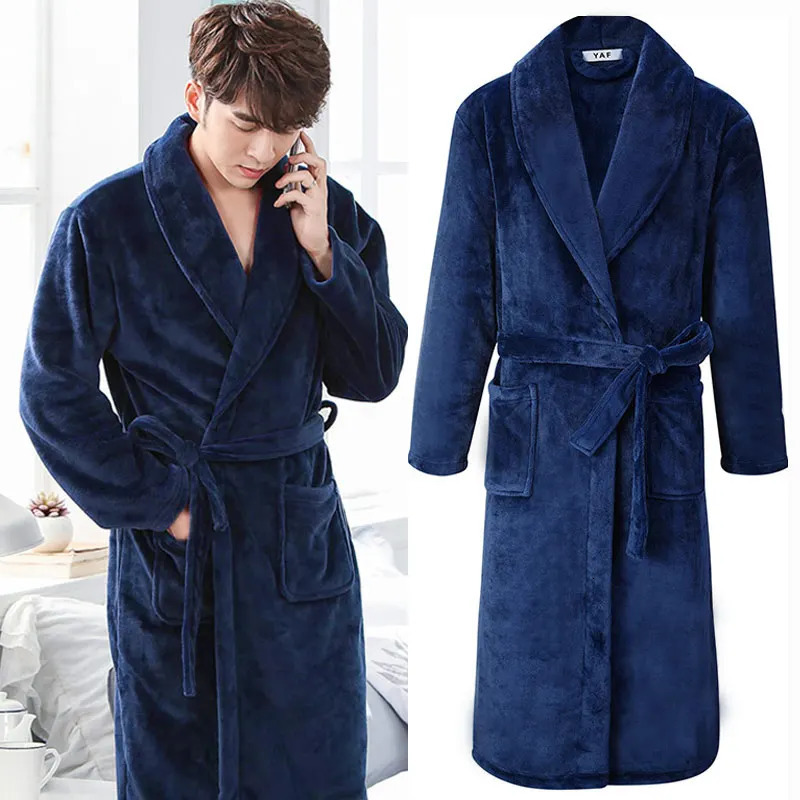 Large size 3XL flannel robe kimono bathroom gown winter coral fleece pajamas loose and thick home textile casual wear 241023