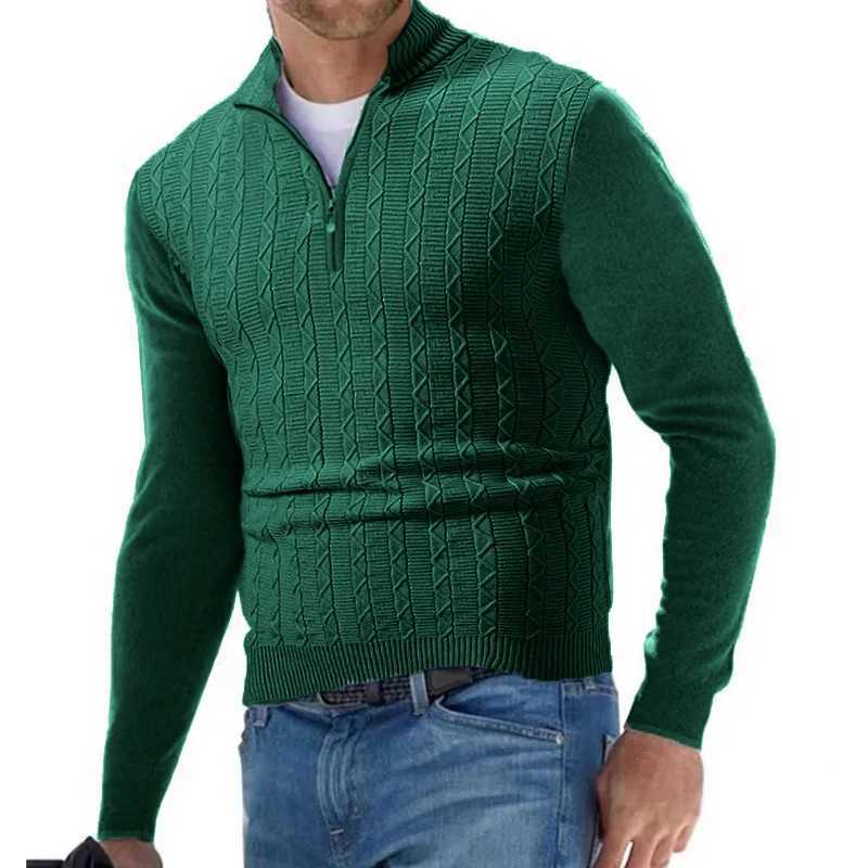 Streetwear Mens Half Zipper Pullover Sweaters Long Sleeve Knitted Solid Color Sweaters Men Oversized Breathable Sweater Men LX241024