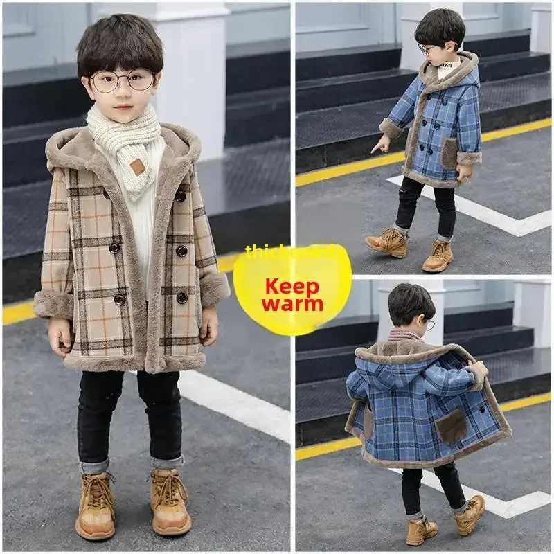 Childrens wool lined thick jacket boys jacket 2024 new sled autumn/winter jacket sled boys clothing C14 W241023