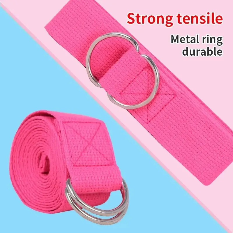 1Pc Yoga Strap For Pilates Ballet Dance With Adjustable DRing Buckle Cotton Belt Fitness Daily y241024