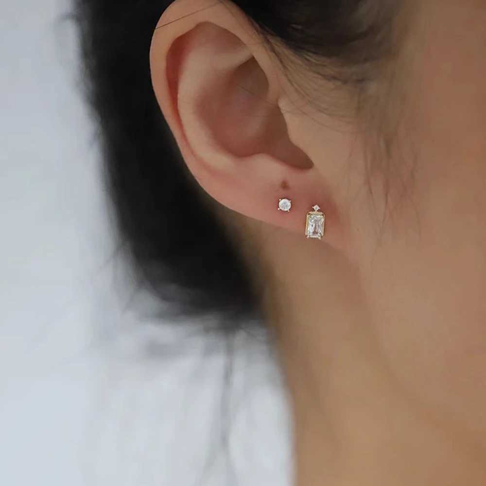 CANNER Sugarcube-Shaped Zircon Stud Earrings 925 Sterl Silver Flower-Shaped Small Pearl Earrings Gentle Delicate Women JewelryX241023