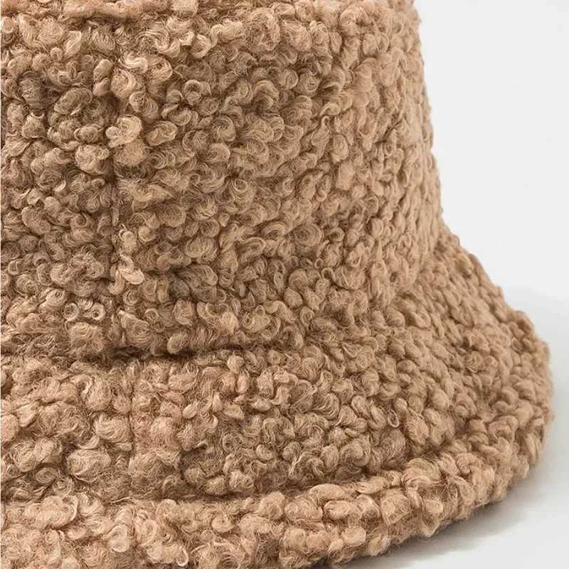 Smooth plush sheepskin hat solid color lace fashion sheepskin hat womens casual warm fisherman hat X241023
