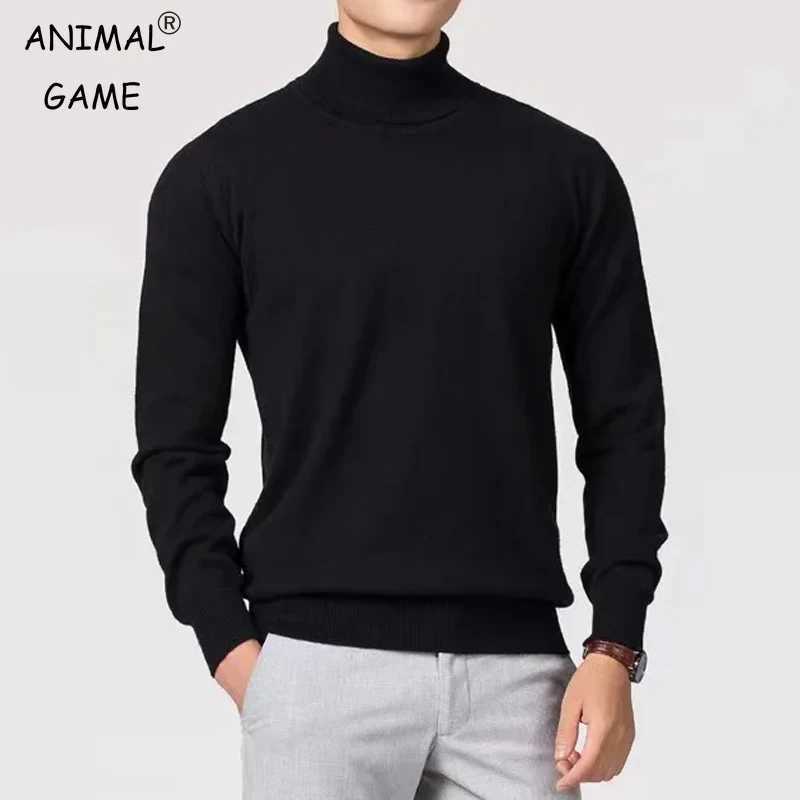Sweatwear Mens Sweater Solid Color High Neck Pullover Knitted Warm Turtleneck Sweatwear Woolen Mens Winter Outdoor Basic Tops LX241024