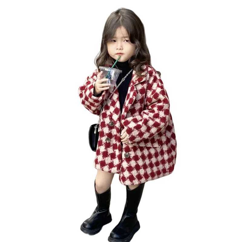 Womens wool coat jacket windproof jacket 2024 charming warm thick autumn and winter cotton school childrens clothing W241023