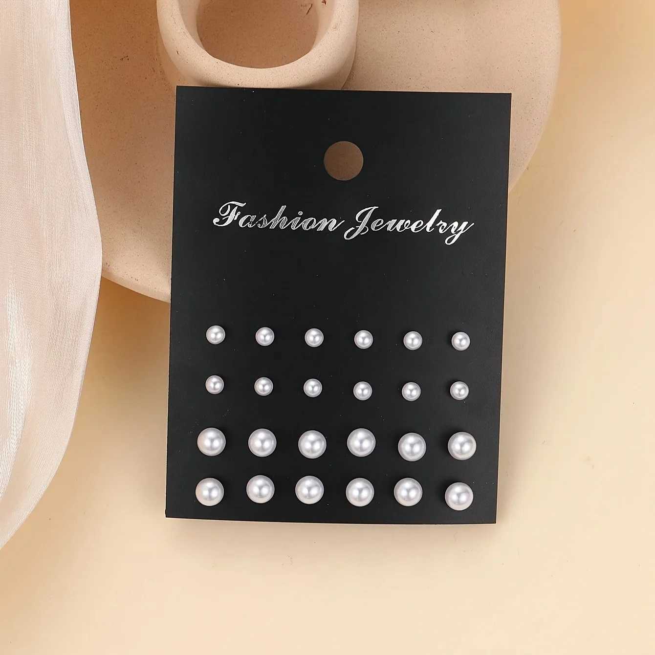 12 pairs/set of elegant charm imitation pearl earrings Korean ball pearl earrings womens romantic wedding jewelry gifts W241023