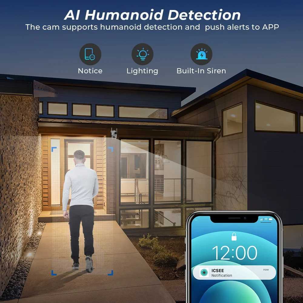 ZRHUNTER 8MP 4K PTZ IP Camera Dual-Lens Human Detect CCTV Security Camera Night Vision Outdoor Wifi Surveillance Camera ICsee Z241230