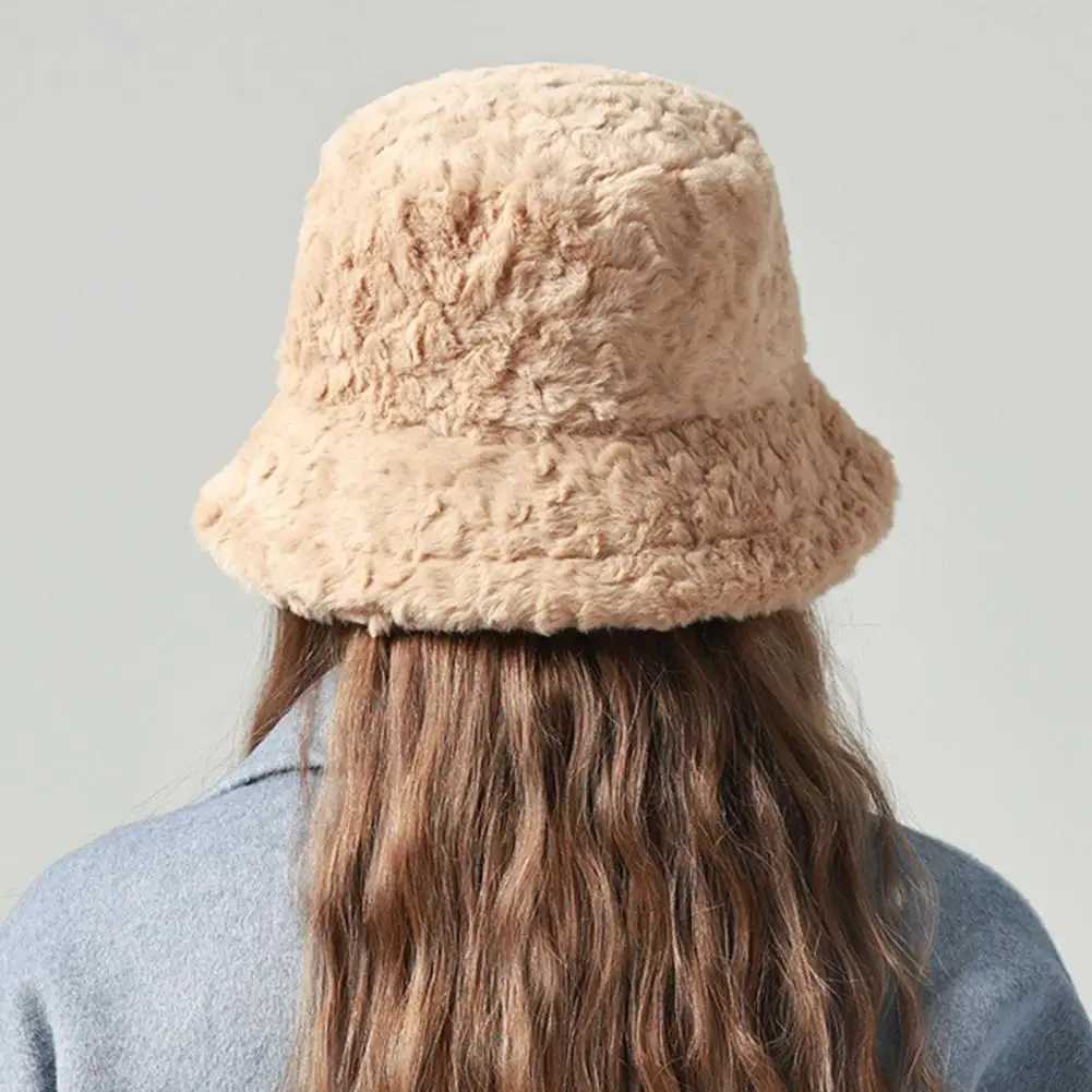 Fishermans hat Warm fishermans hat Wen style winter hat plush windproof womens fishermans hat wide and cold suitable for extra use X241023