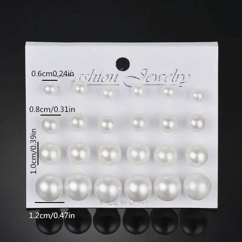 New 12 pairs/set of white simulated pearl earrings suitable for women girls earrings multi size earrings earring gifts W241023