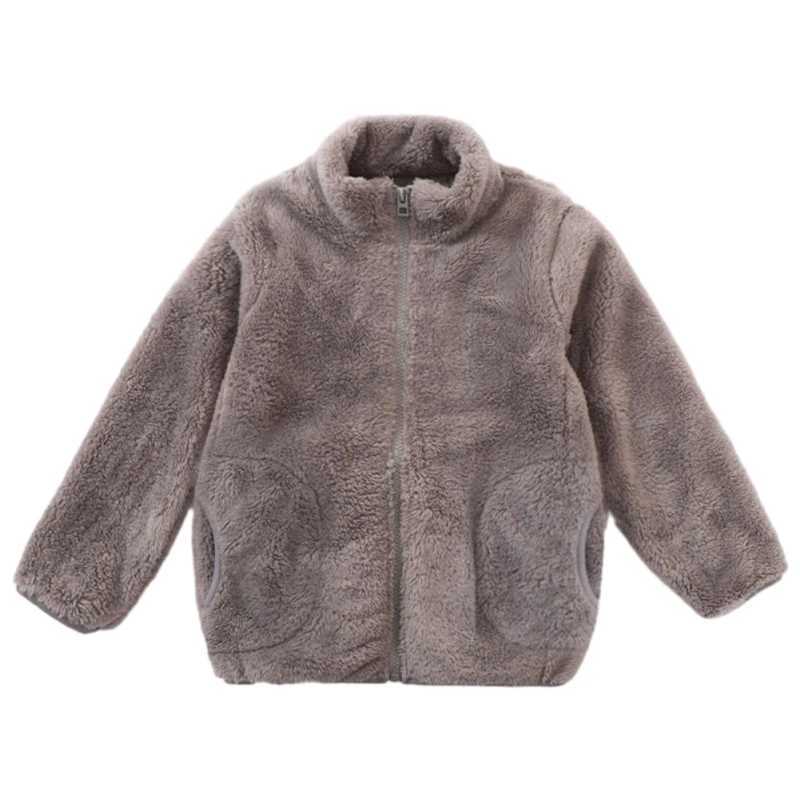 Autumn and Winter Childrens Jacket Solid Coral Velvet Thick Warm Jacket Childrens Leisure Outdoor Windproof Zipper Jacket Childrens Clothing 3-8Y W241