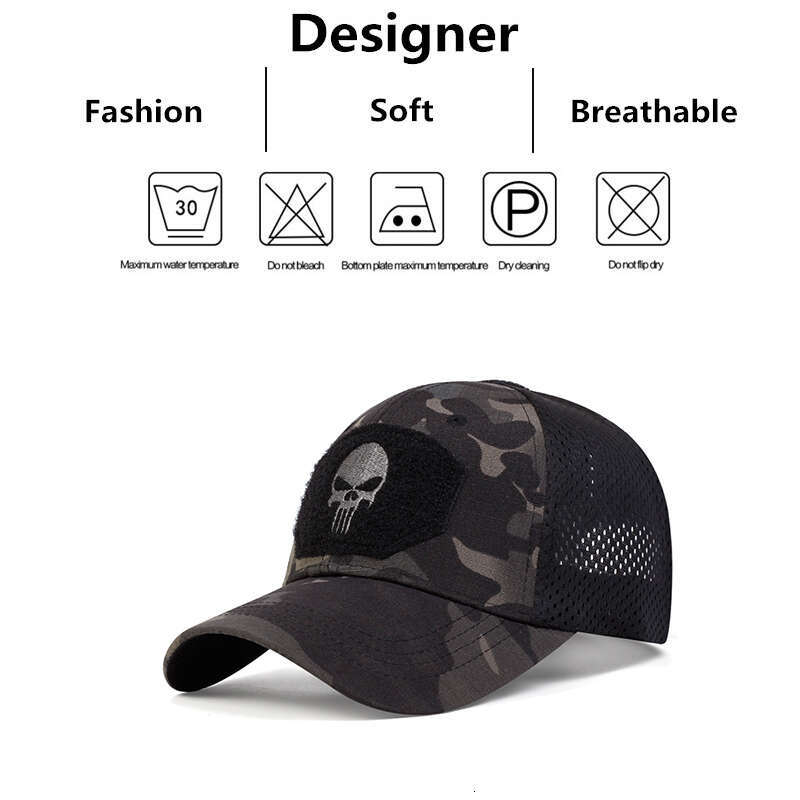 Unisex Skull Embroidered Top with Patch Breathable Baseball Caps Spring and Autumn Outdoor Adjustable Casual Sunscreen Hat