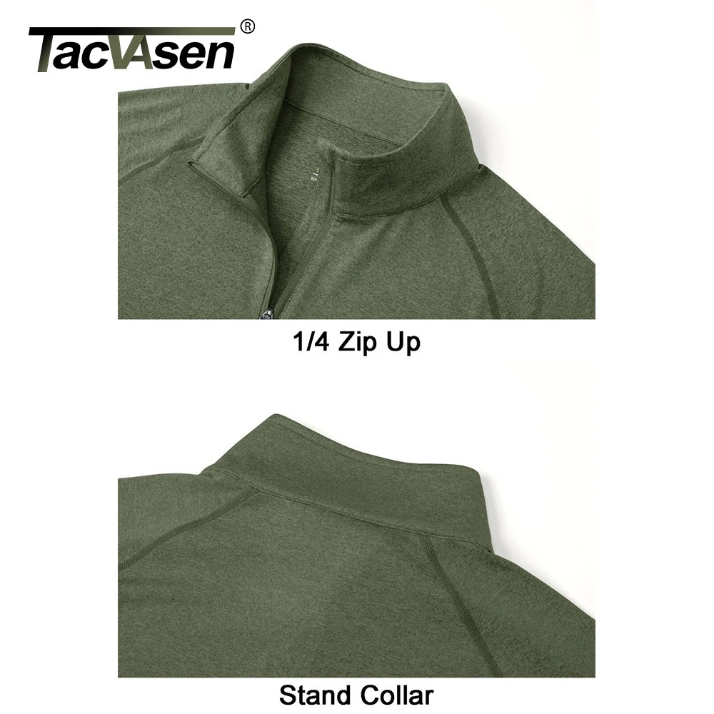 TACVASEN UPF501/4 zipper collar stain resistant UV top mens long sleeved sun/UV protection T-shirt runner T-shirt outdoor 241024