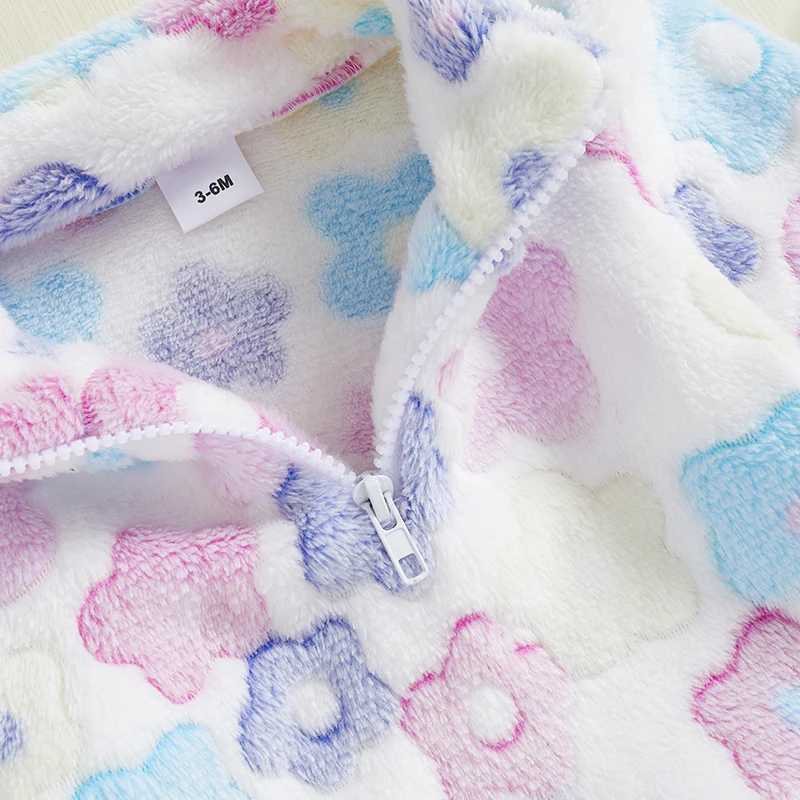 FOCUSNORM 0-4Y wool jacket for young children and girls long sleeved floral print winter warm zipper pull flower wool jacket W241023