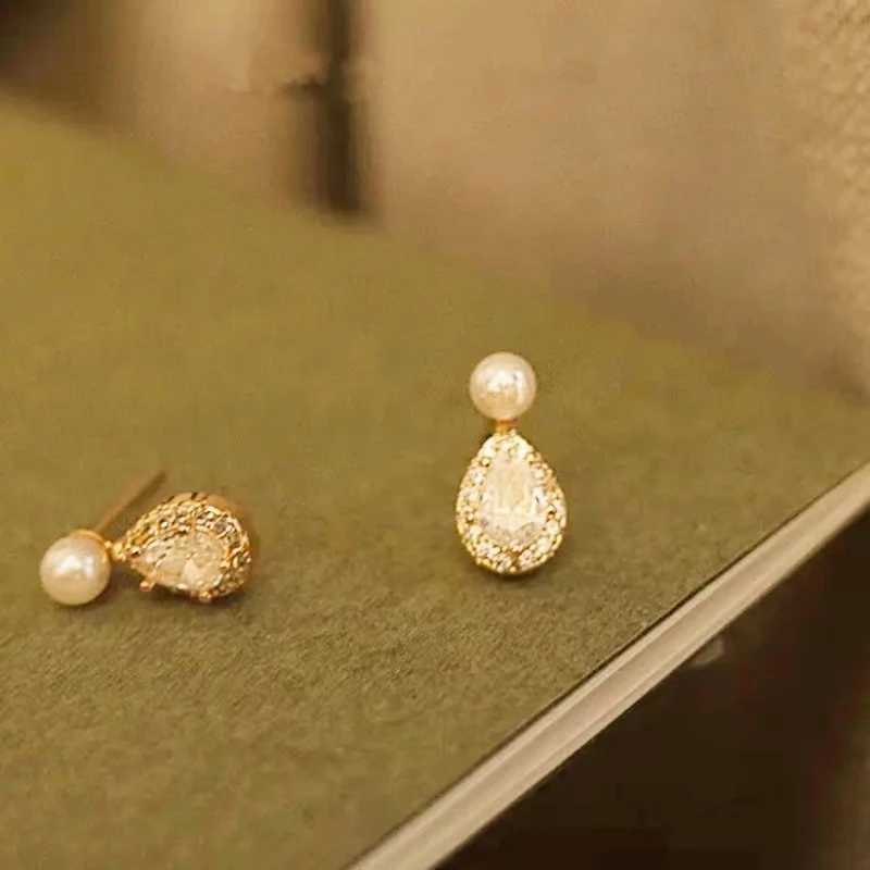 Pearl Upscale S925 Silver 14k Gold Jewelry Real Gold Earrings Zircon Pearl Twist Luxury Stud Earrings for Women BrincosX241023