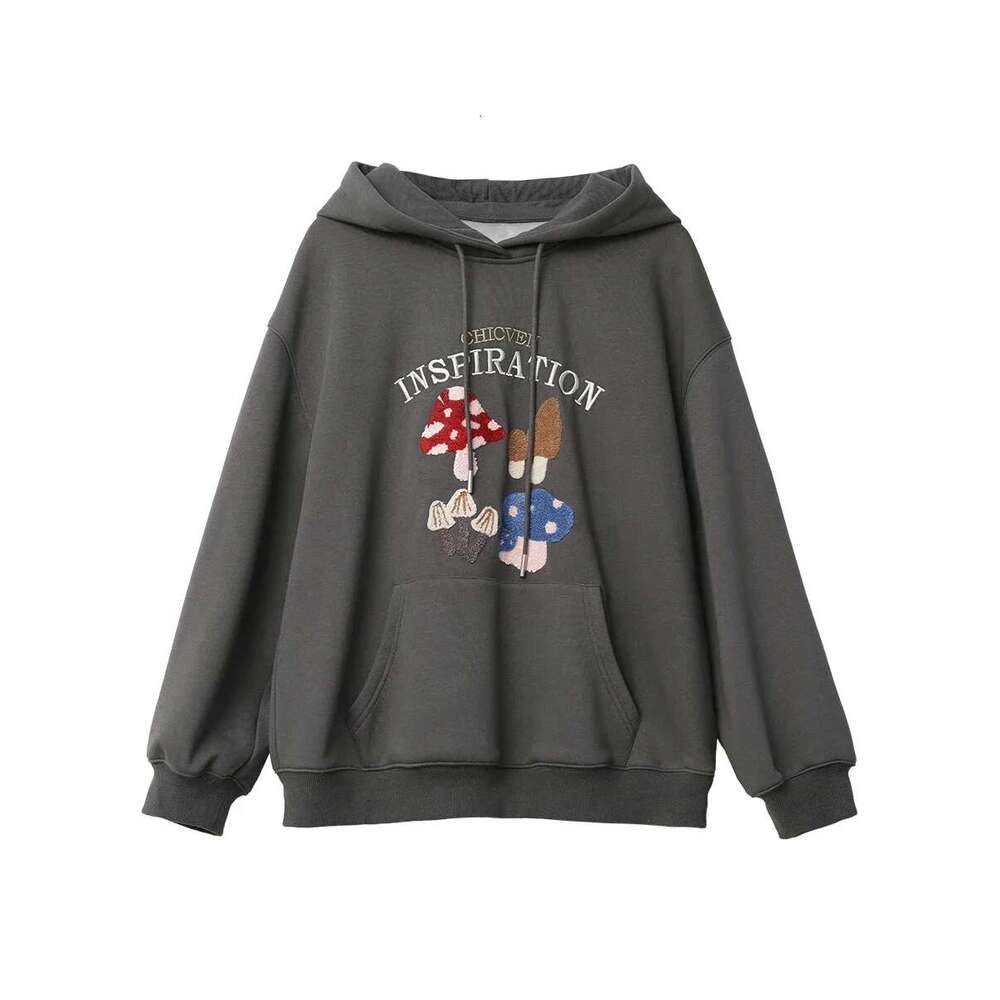 CHIC VEN Korean Women's Sweatshirts Loose Hooded Cartoon Embroidered Hoodie Plush Coat Pullover Female Top Autumn Winter 2024