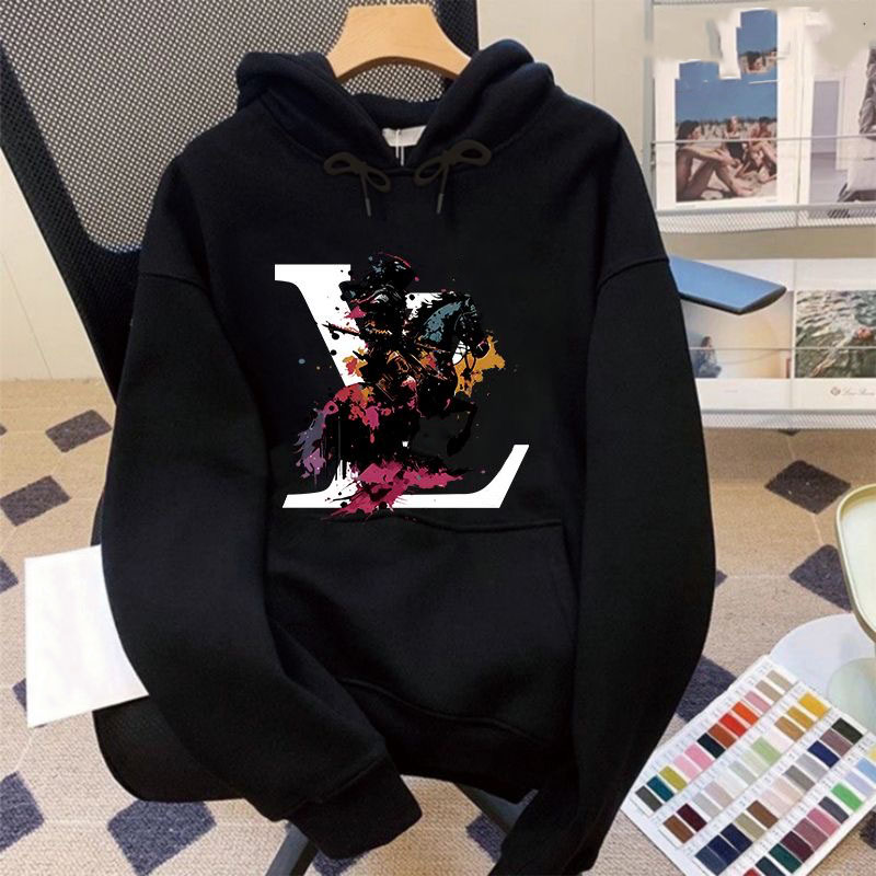 French designer high-end mens and womens hoodie pattern print autumn and winter round neck loose long sleeved pure cotton hoodie casual pullover couple hoodie