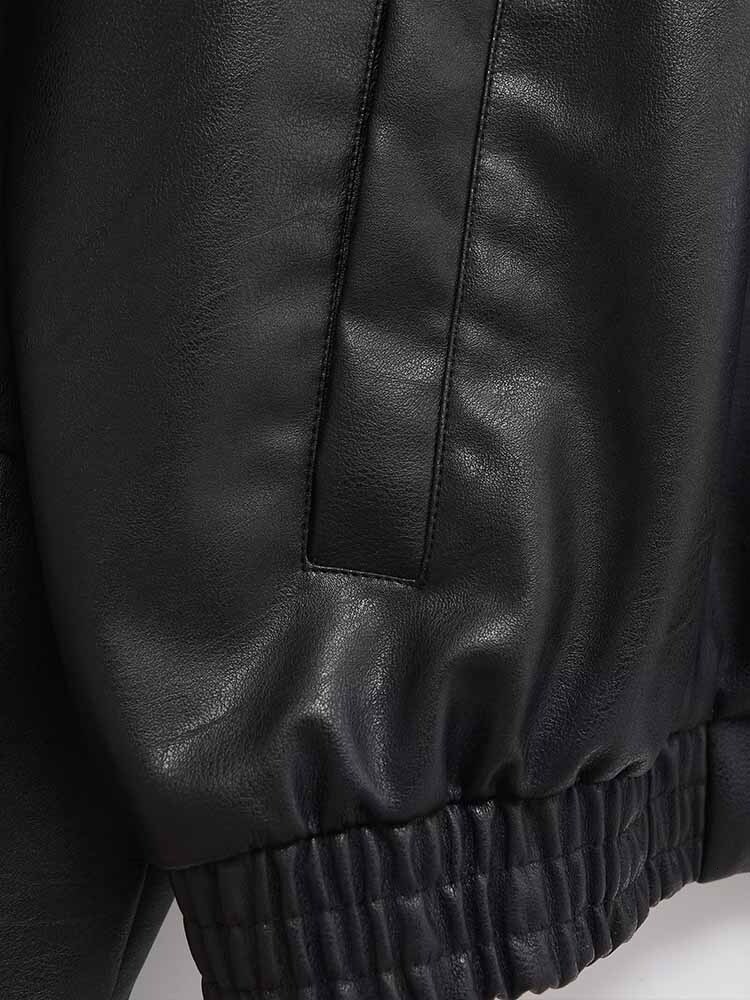 European American Autumn And Winter New Simple Versatile Lapel Maillard Retro Pilot Jacket Leather Coat