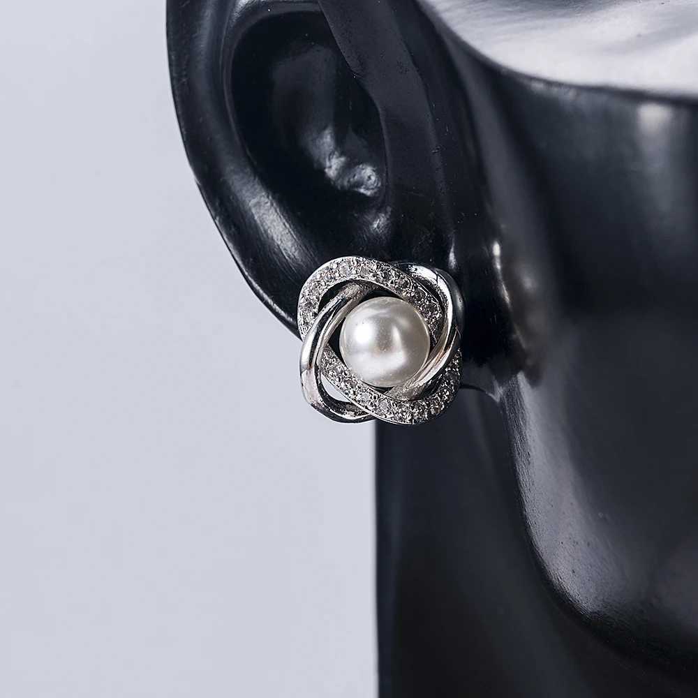 Huitan white imitation pearl earrings are suitable for elegant brides weddings engagements party decorations sparkling CZ luxury jewelry W241023