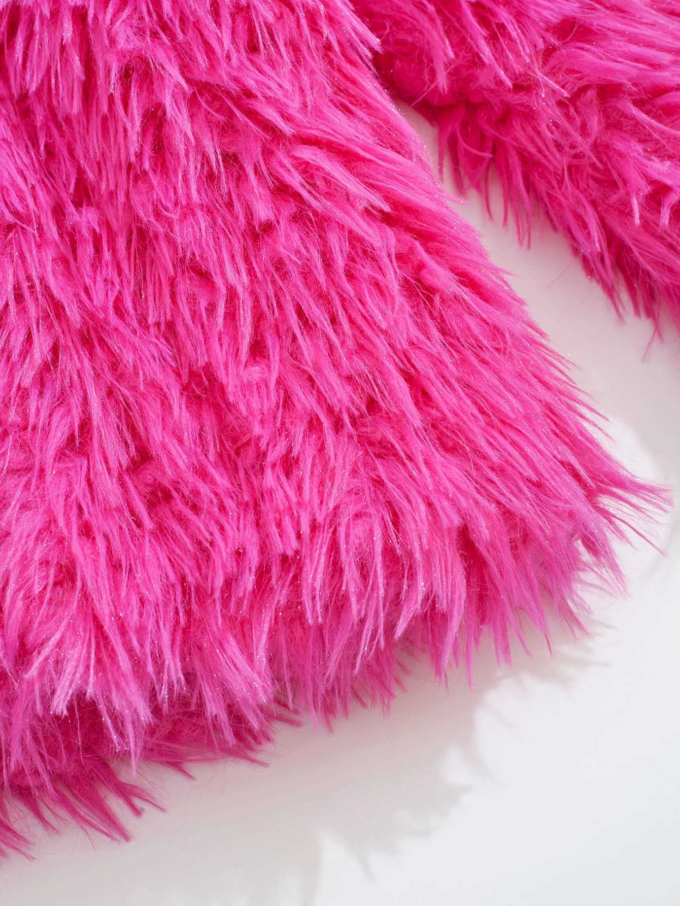 Autumn and Winter Fashion Girls Solid Color Fur Anti Fur Thick Coat Fashion Trend European and American Cardigan Top W241023