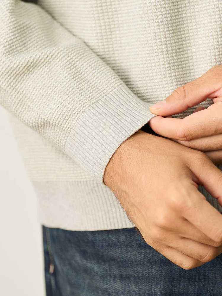 SIMWOOD 2024 Autumn Winter New Oversize Casual Crewneck Sweater Men Waffle Textured Long Sleeve Knitted Pullover LX241024