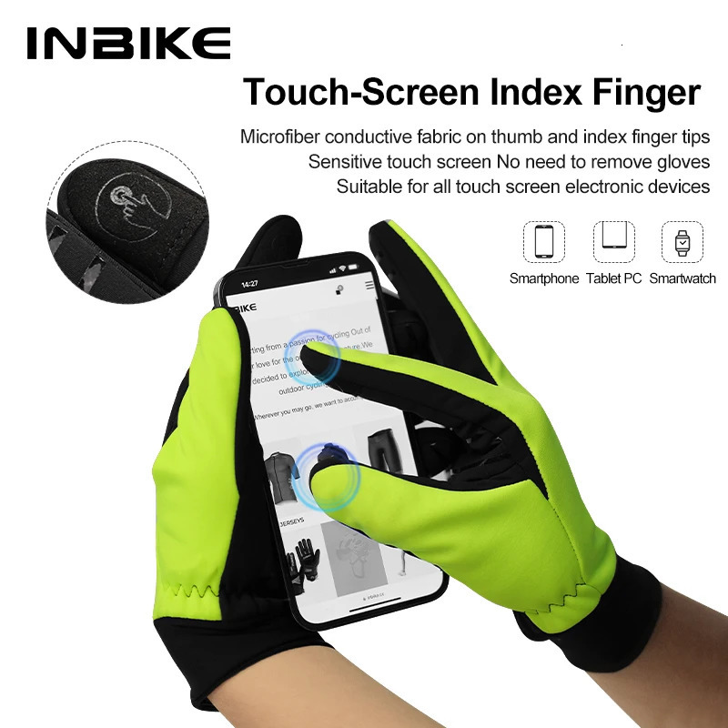 INBIKE Winter Cycling Gloves for Men Women Warm Fleece Biking Glove Riding Bicycle Waterproof Touchscreen Accessories 241024