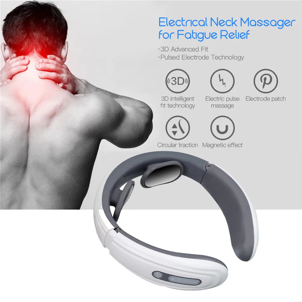 6 Mode Electric Neck Massager EMS Pulse Infrared Heat Muscle Relaxation Tool Relax Cervical Relief Pain 241024