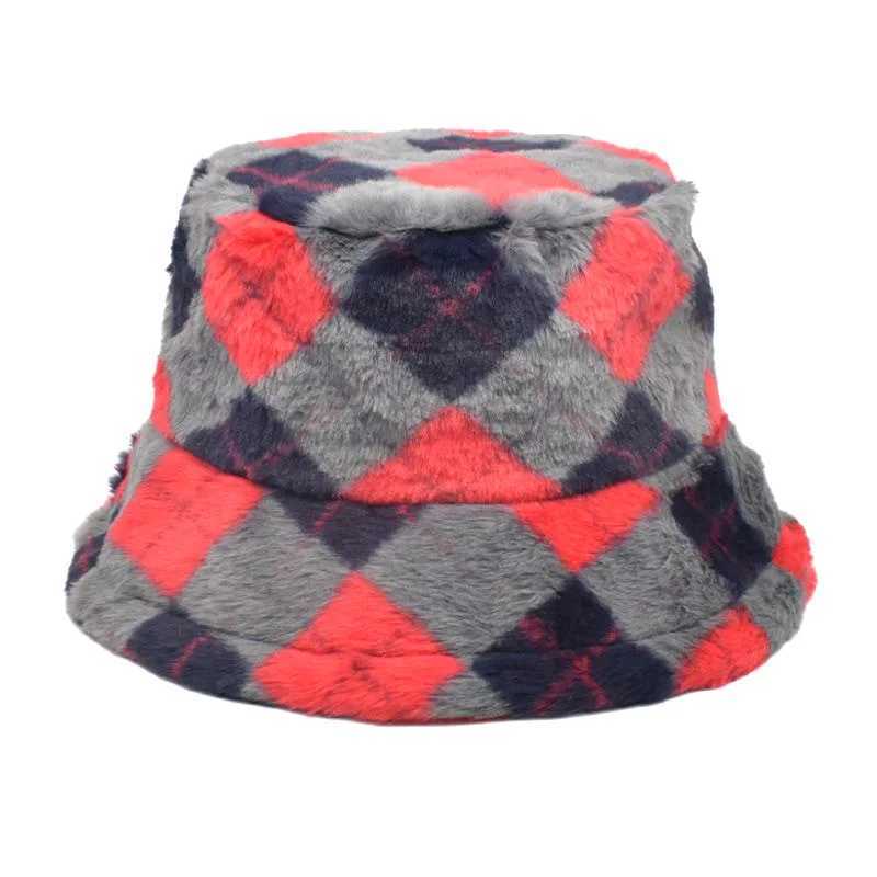 Latt Print winter bucket hat suitable for warm mens thick fluffy Panama outdoor warm fur hat mens thick fur hat X241023