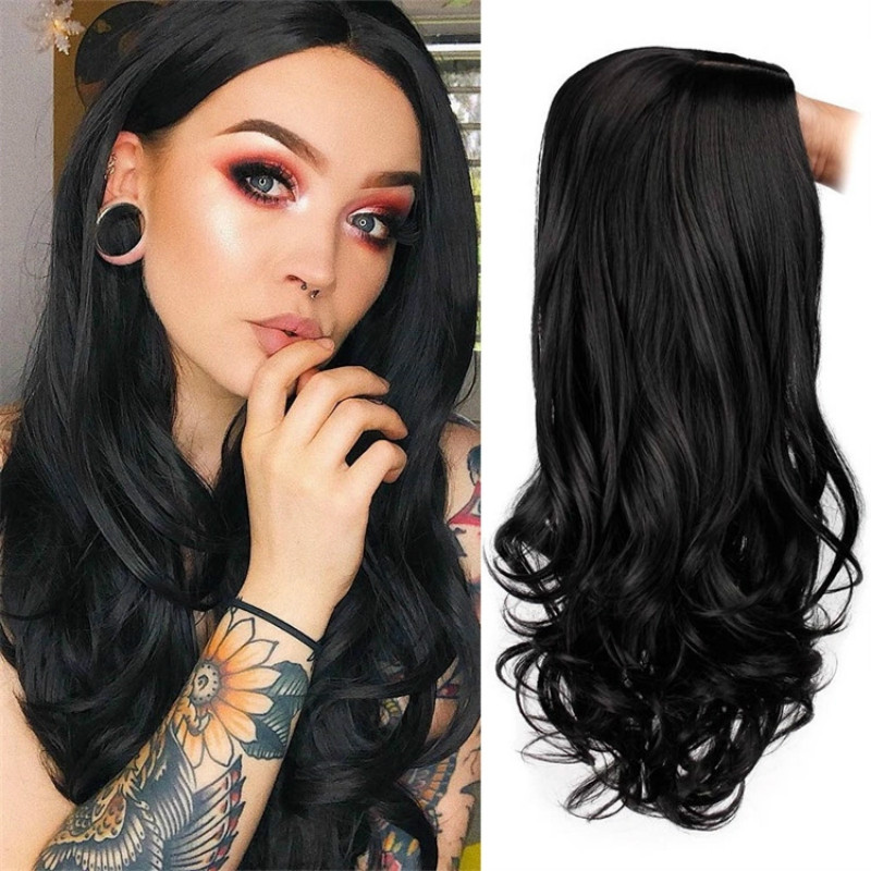 European and American synthetic wigs for women with middle-parted gradient long curly hair and big waves