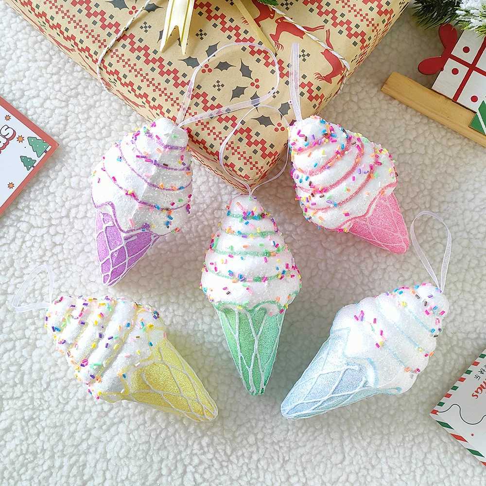 New Arrival 1 box of Christmas balls aron cream donuts candy shaped Christmas tree pendant He New Year Navidad Christmas Decor Z241024
