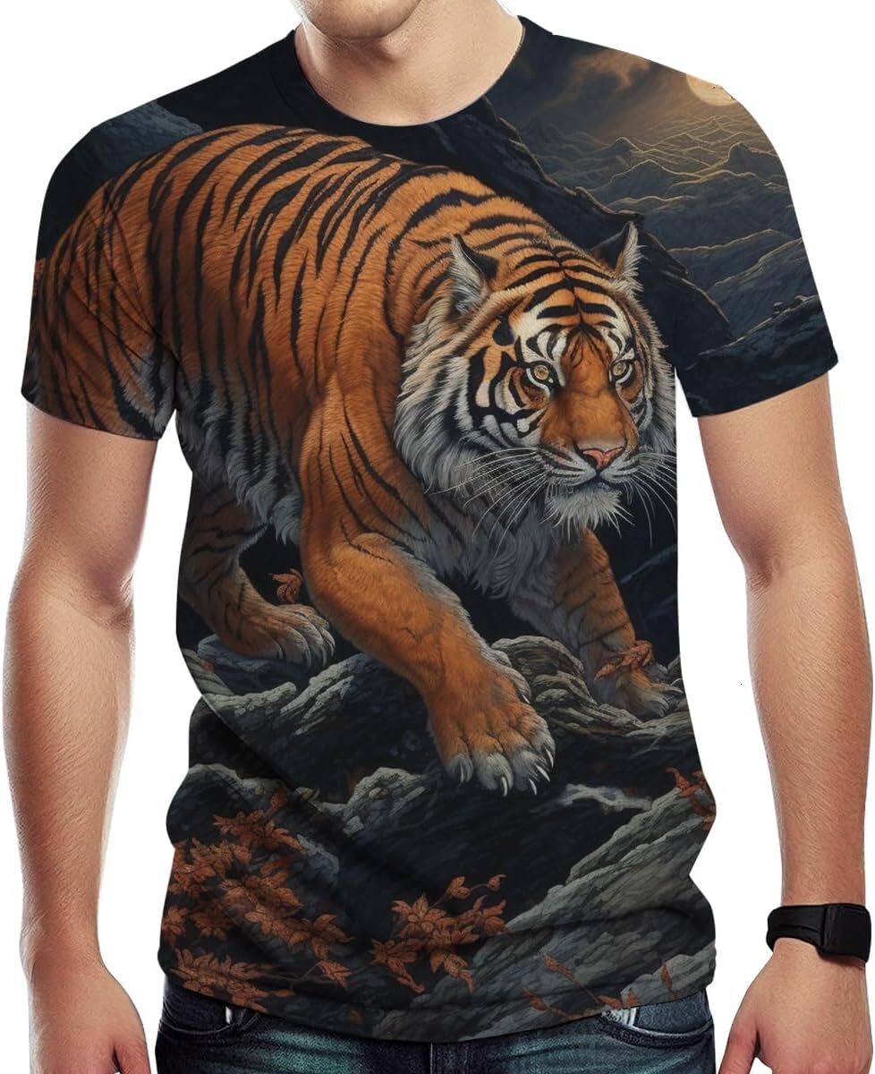 Mens T shirt Men's Tiger Graphic Creative Novelty 3D Print T Shirt tee Casual tops summer clothes Breathable and stylish