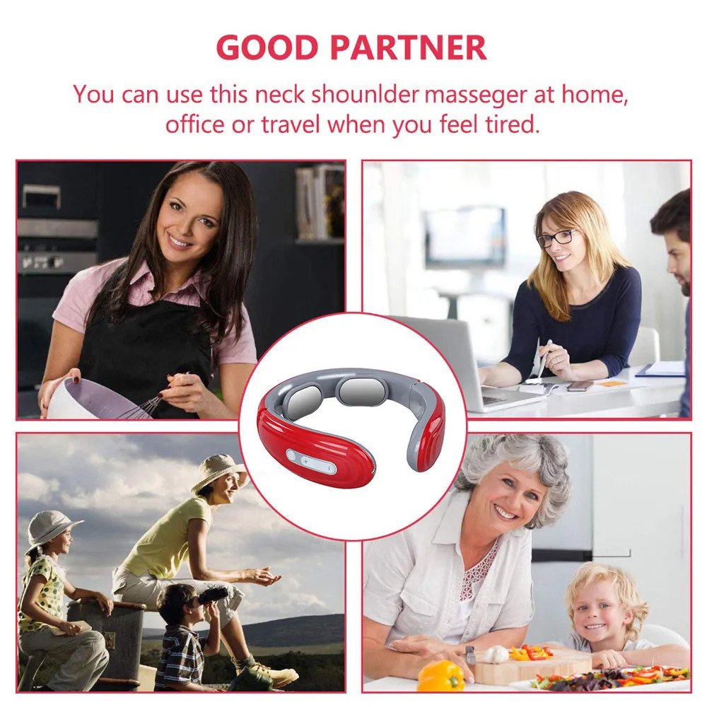 6 Mode Electric Neck Massager EMS Pulse Infrared Heat Muscle Relaxation Tool Relax Cervical Relief Pain 241024