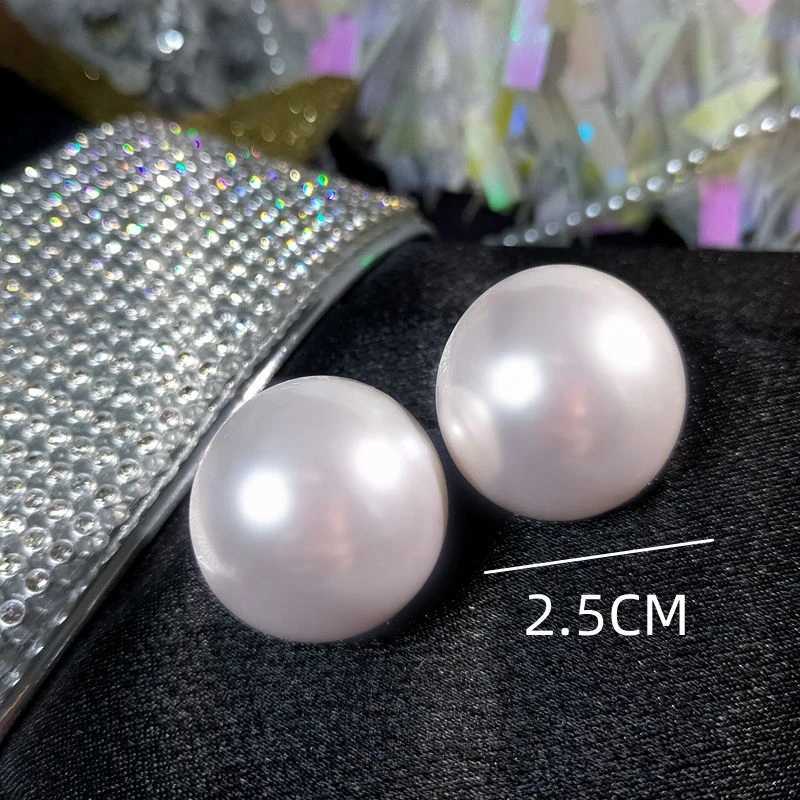 20mm Big Imitation Pearl Round Stud Earrings Minimalist Trend Statement Brincos for Women Geometric Party Wedding Girl GiftsX241023