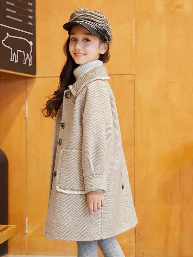 EACHIN Childrens Wool Coat 2023 New Thick Casual Womens Wool Jacket Childrens Long Coat Fashion Winter Womens Clothing W241023