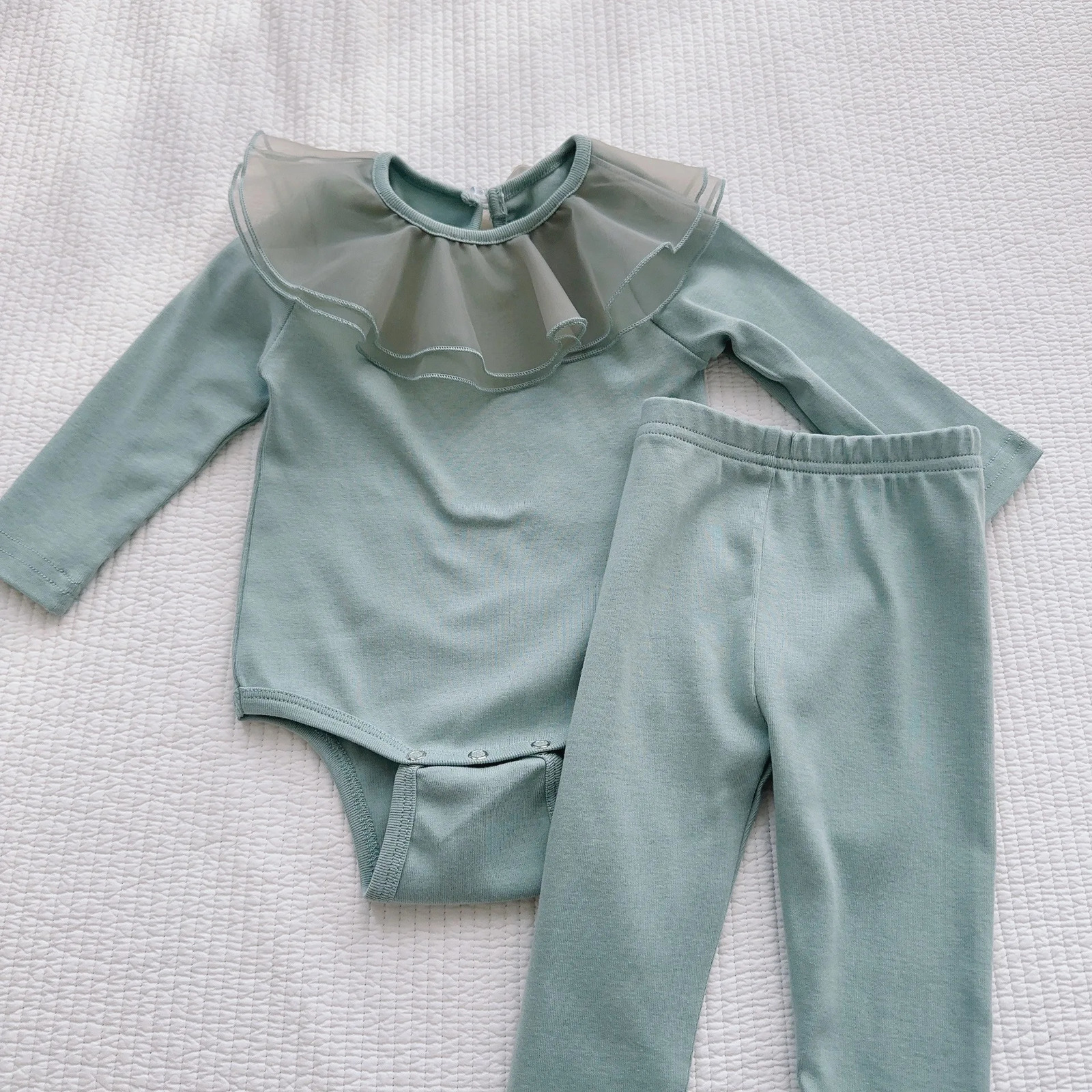 Spring Baby Long Sleeve Home Clothing Set Baby Collar TopLeg 2-piece Set Preschool Cotton Casual Set 241024