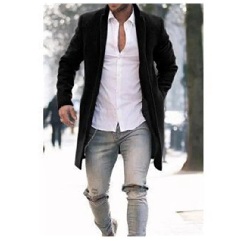 MRMT Mens Windproof Coat Mens Fashion Business Coat Medium length Womens Coat Wool Coat 241024