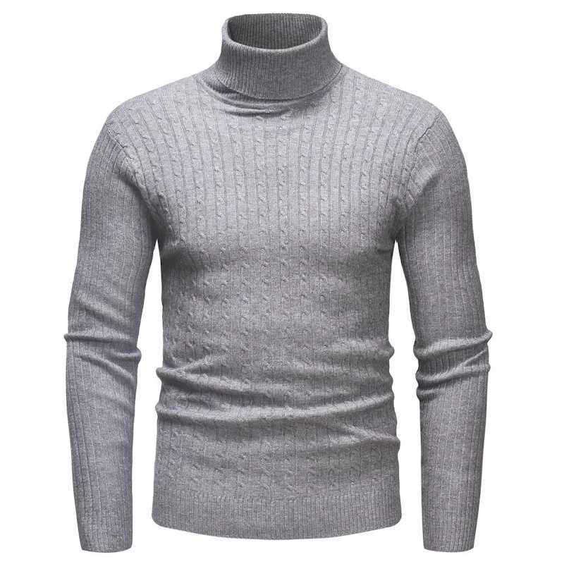 Autumn Winter Mens Turtleneck Sweater Mens Knitting Pullovers Rollneck Knitted Sweater Warm Men Jumper Slim Fit Casual Sweater LX241024