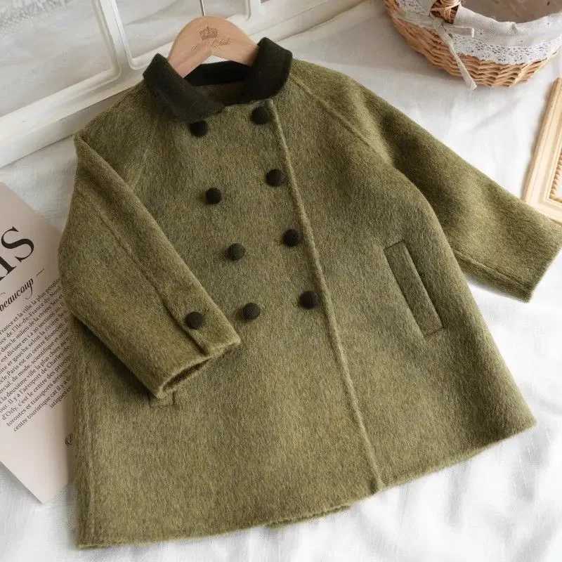 Childrens Clothing 2024 Winter New Fashionable Double sided Wool Coat Childrens Wool Coat W241023