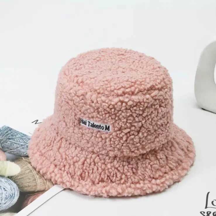 Wens New Versatile Net Red Lamb Hair Fisherman Hat Autumn/Winter Korean Fashion Hat X241023