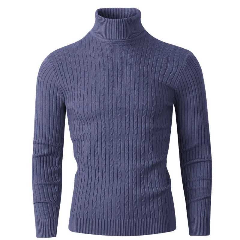 Autumn Mens Long Sleeve Knitted Sweater Winter Warm Turtleneck Pullovers Breathable Streetwear Solid Color Knitted Sweater Men LX241024