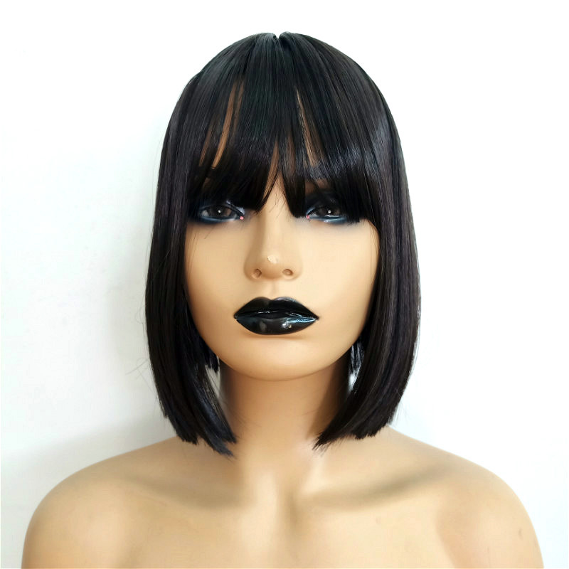 New wig female bangs short straight bobo hair tail one cut African wig