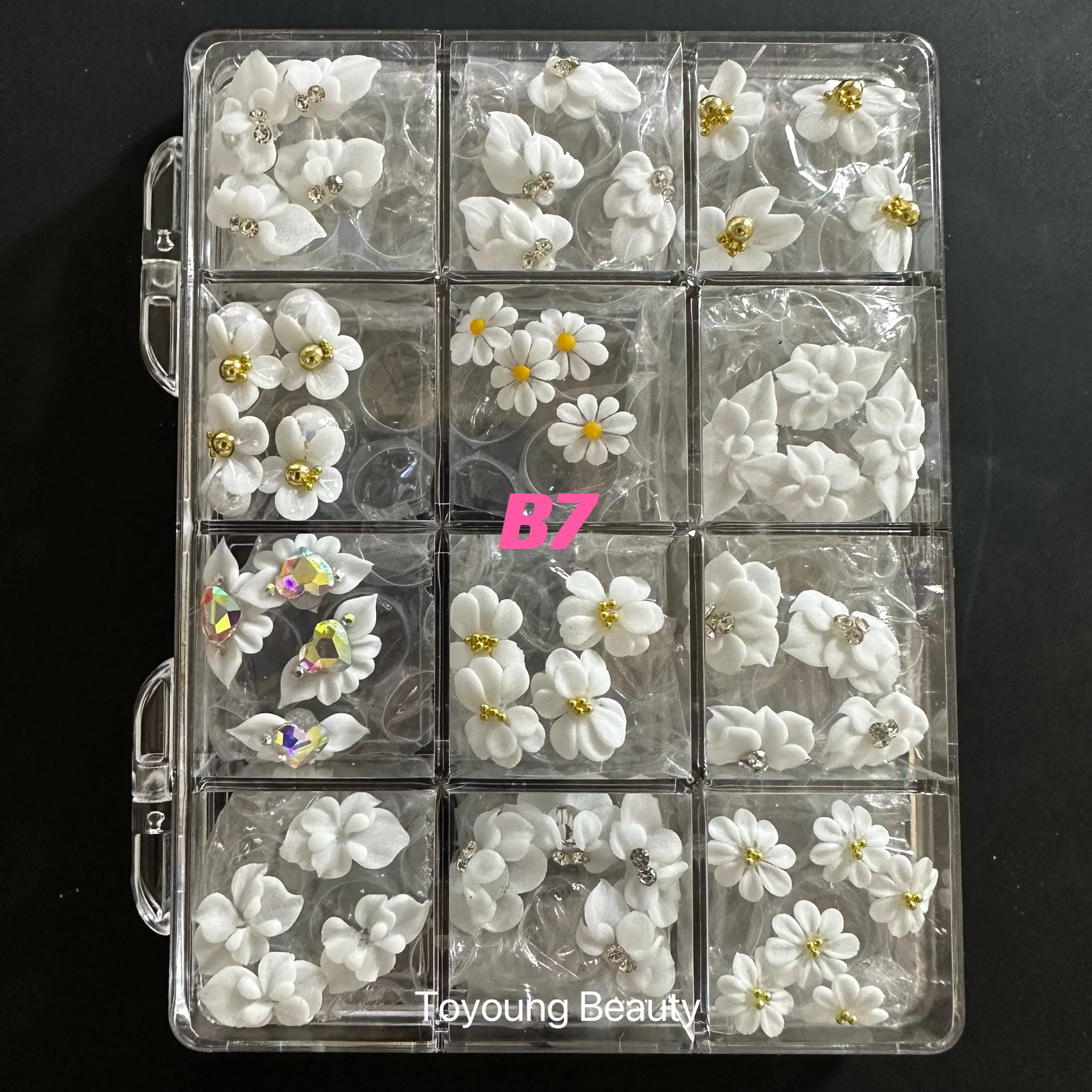 Handmade Jewelry Christmas Kavay Nail Art Charm Stickers Diamond Pearl Stickers 3D Acrylic Flower Nails 241024