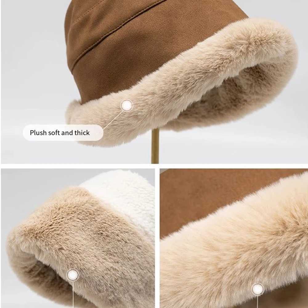 New winter bucket hat soft and thick plush hat warm outdoor windproof hat warm Beanies womens fisherman hat Panama hat X241023