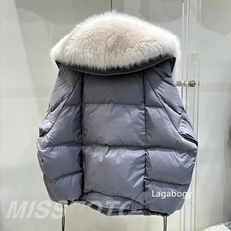 Natural Fox Fur Collar Womens Winter 90% White Duck Down Jacket Style Womens Short Warm Inflatable Jacket 241023