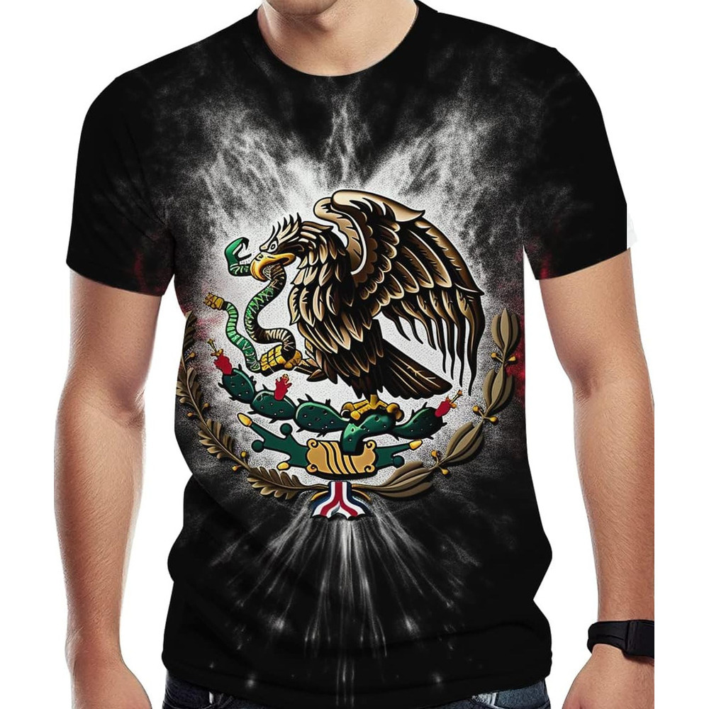 Mens T shirt Men's Novelty T Shirt,Mexican Flag and in Front and Back tee Casual tops summer clothes Breathable and stylish