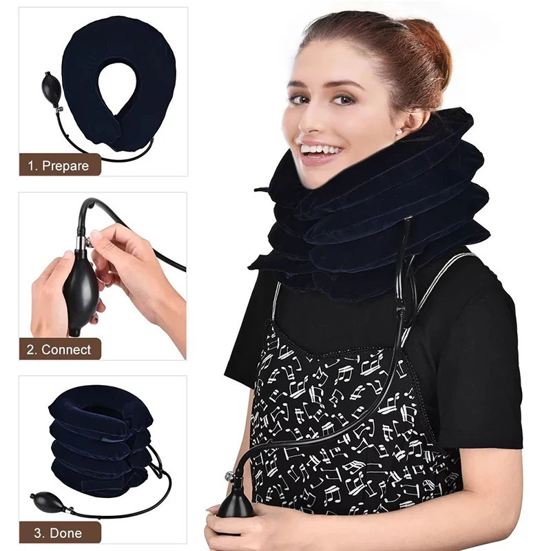 Neck Support Cushion Inflatable Air Cervical Traction Device Pain Stress Relief Tractor Massage NECK Pillow 241024