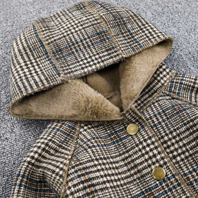 4-15 year childrens winter womens clothing plain weave thick wool jacket jacket youth clothing wool long jacket warm wool W241023
