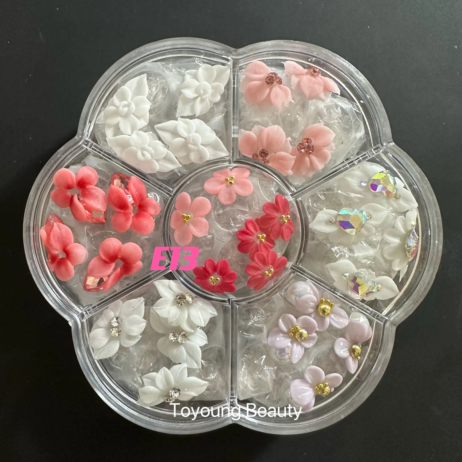 Handmade Jewelry Christmas Kavay Nail Art Charm Stickers Diamond Pearl Stickers 3D Acrylic Flower Nails 241024