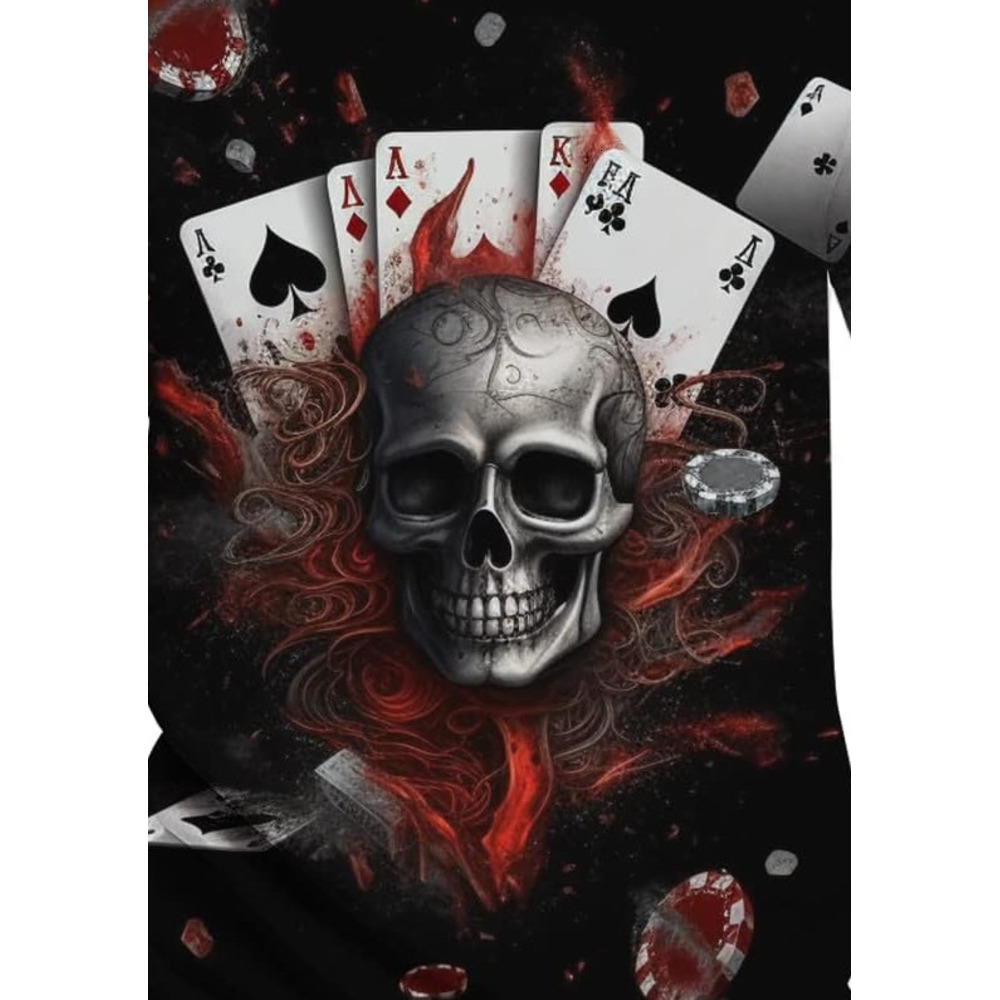 Mens T shirt Men's Novelty Poker Cards with Skull Print Casual T Shirt tee Casual tops summer clothes Breathable and stylish